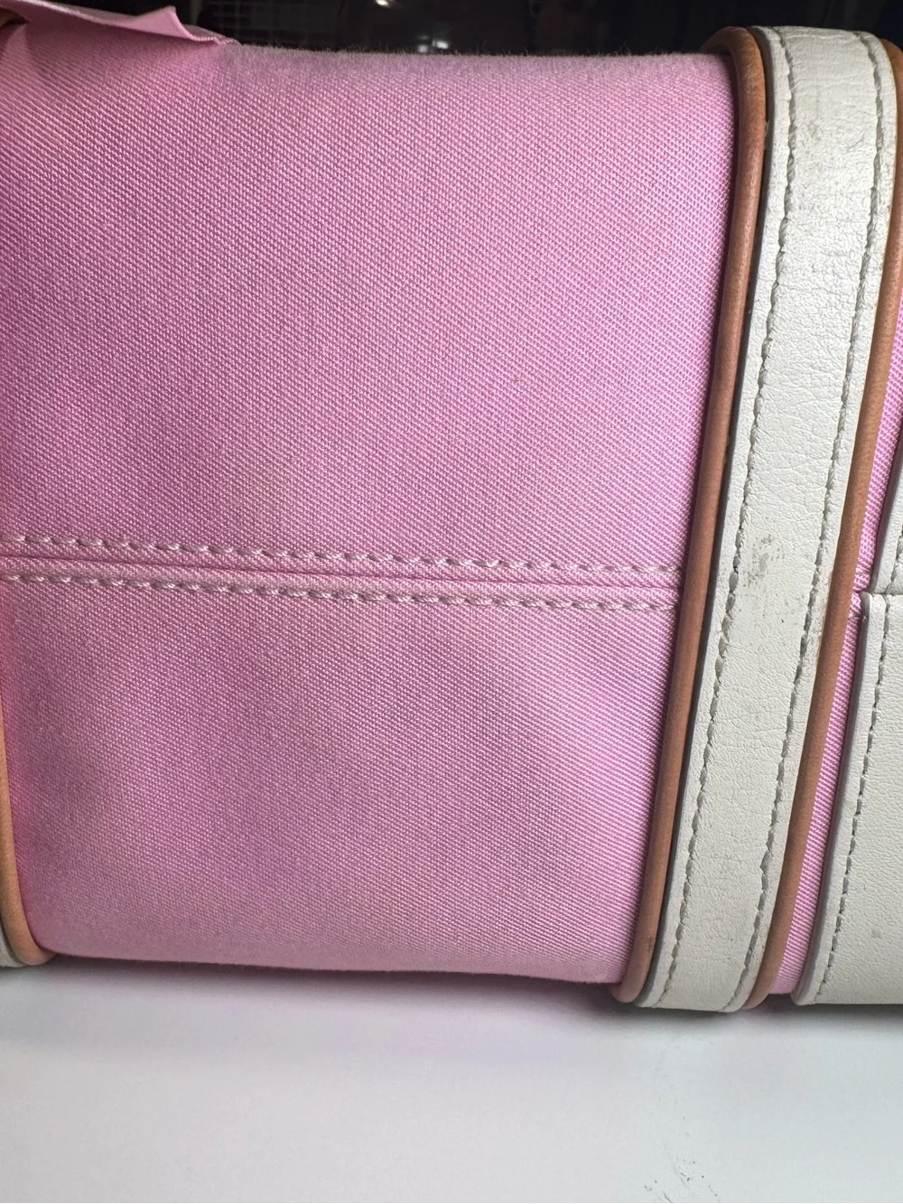Vintage 2001 Coach Hampton Mini Market Tote - Pink Canvas & Leather Trim
